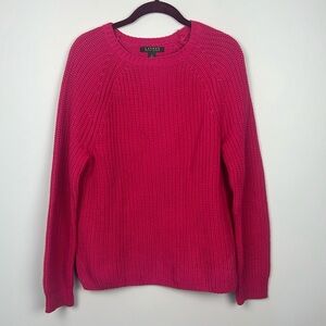 Lauren Ralph Lauren pink knit crewneck large cotton sweater